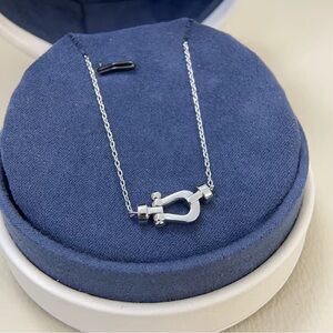 🆕 silver plated luxury lucky horseshoe pendant  necklace